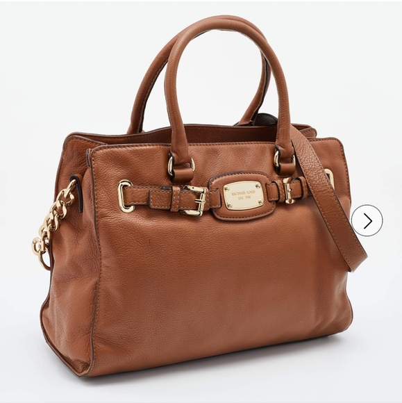 Michael Kors Leather Hamilton Satchel Tote Shoulder Bag - Picture 2 of 13